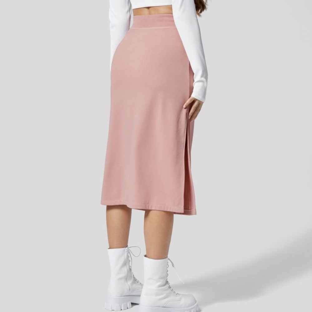 Ribbed High Waisted Drawstring Side Pocket Split Solid A-line
Midi Casua… - Picture 3 of 11